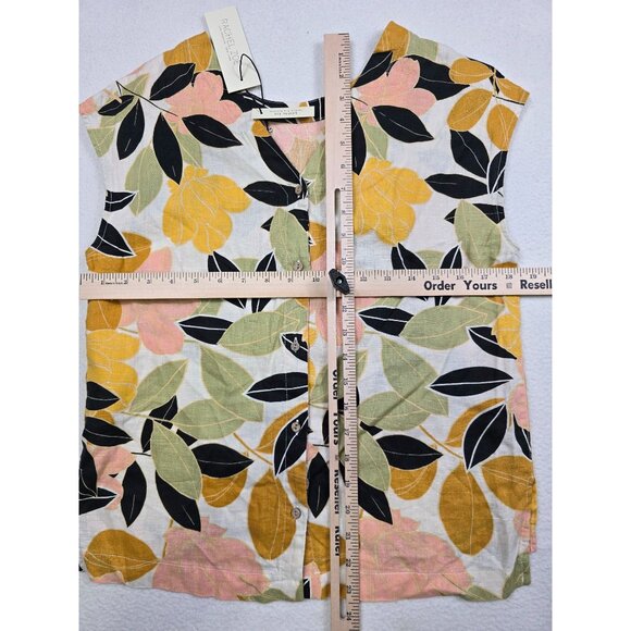 NWT Rachel Zoe Womens Sleeveless Floral 100% Linen Top XS - Picture 3 of 3
